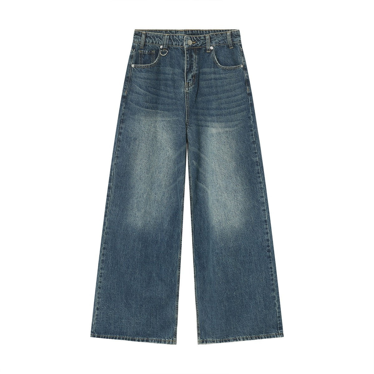 Men's Retro Loose Wide-Leg Jeans Cotton Blend Casual Pants