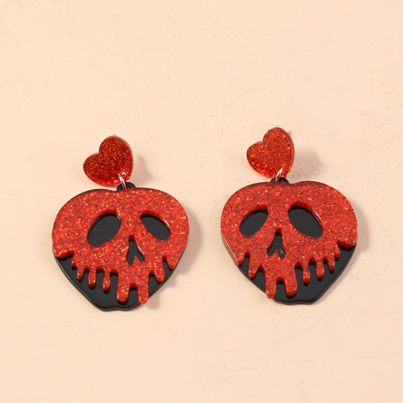 Pendientes de calavera de Halloween con personalidad creativa y divertida