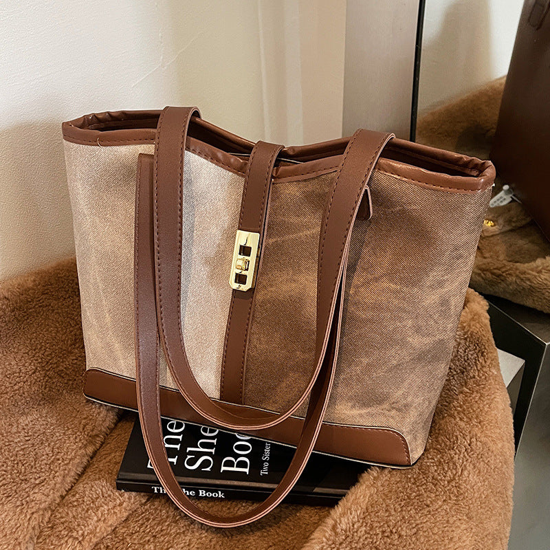 Bolso de mano informal de moda para mujer con colores contrastantes