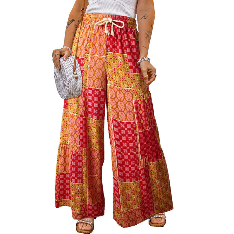 Women Casual Vacation Floral Printed Loose Pants