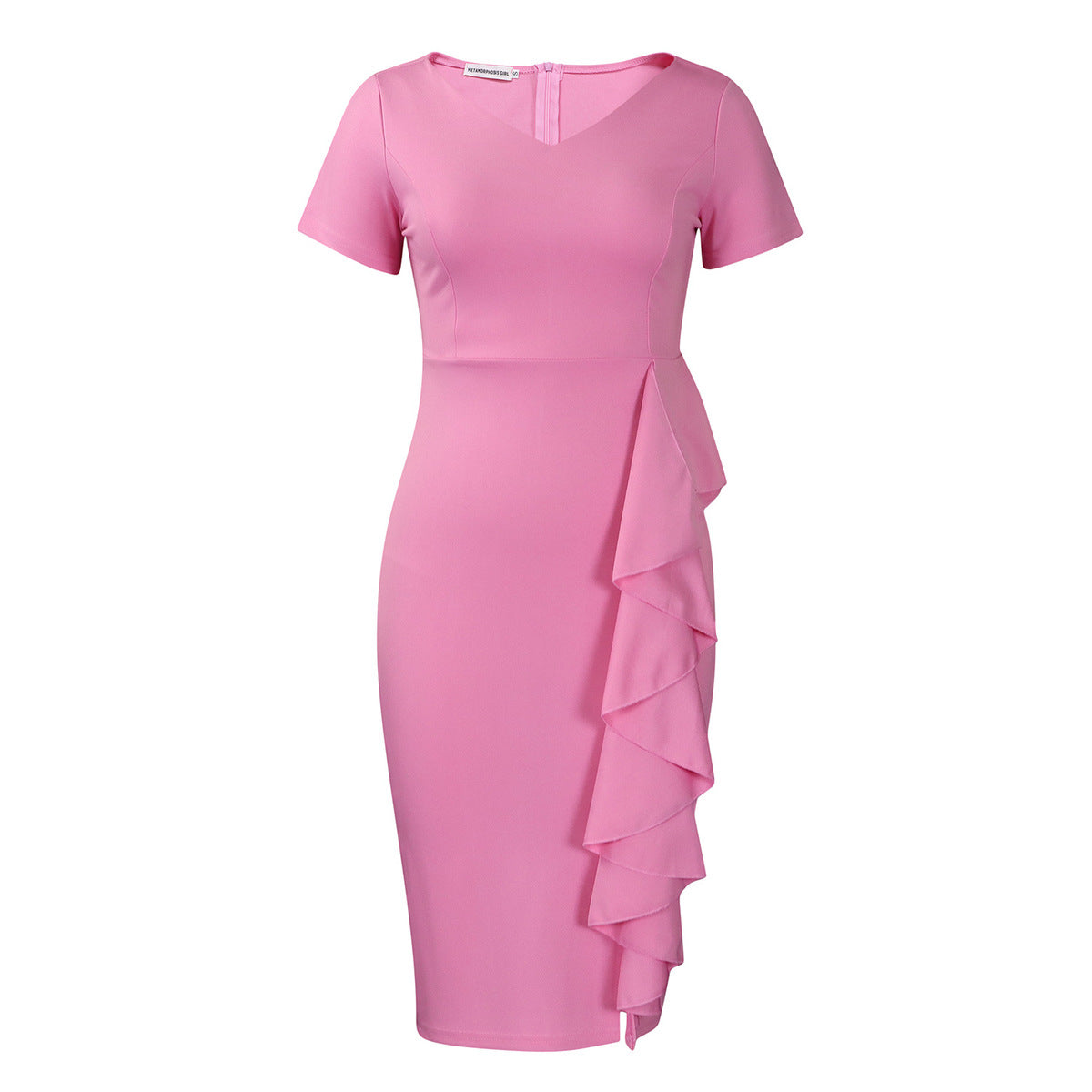 Elegant Plus Size Ruffled High Waist Dress
