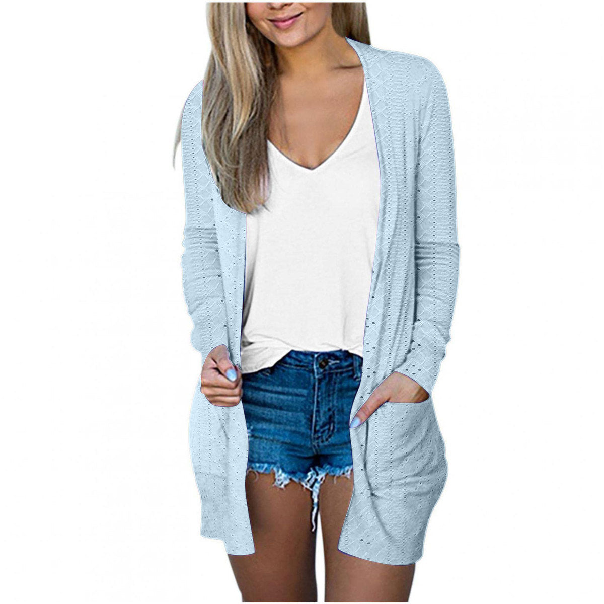 Manteau décontracté à manches longues pour femme, couleur unie