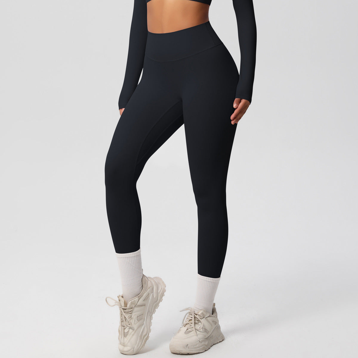 Leggings de yoga taille haute à séchage rapide pour femmes, couleurs unies