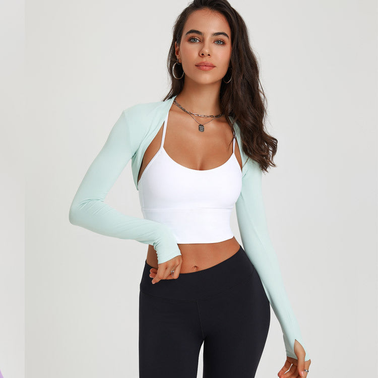 Women Yoga Long Sleeve Blouse - Solid Color