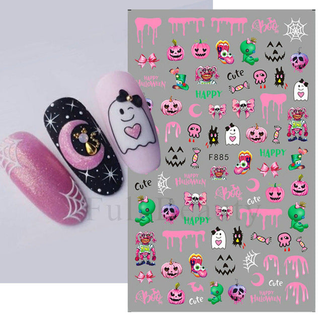 Halloween Cartoon Pumpkin Funny Ghost Nail Stickers