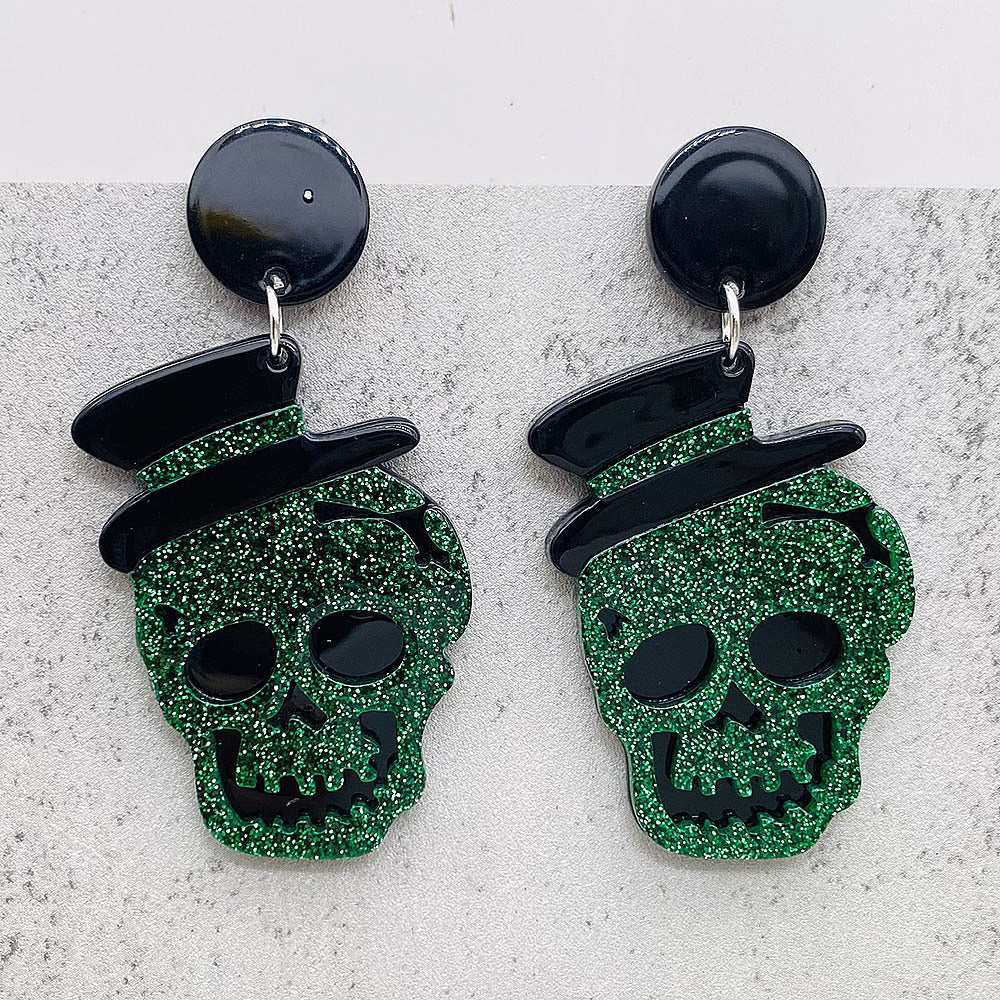 Halloween Women Fashion Acrylic Horror Skull Earrings
