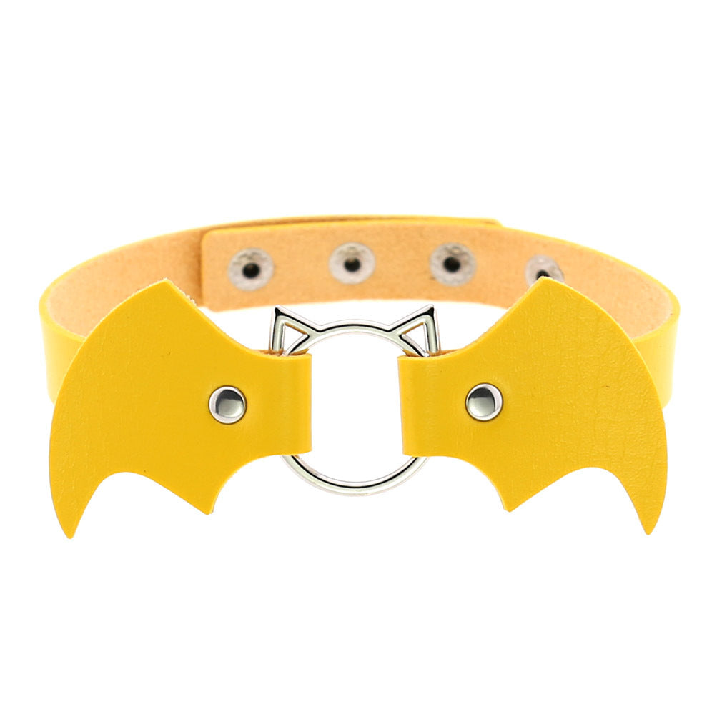 Halloween Women Gothic Bat Pu Leather Chokers
