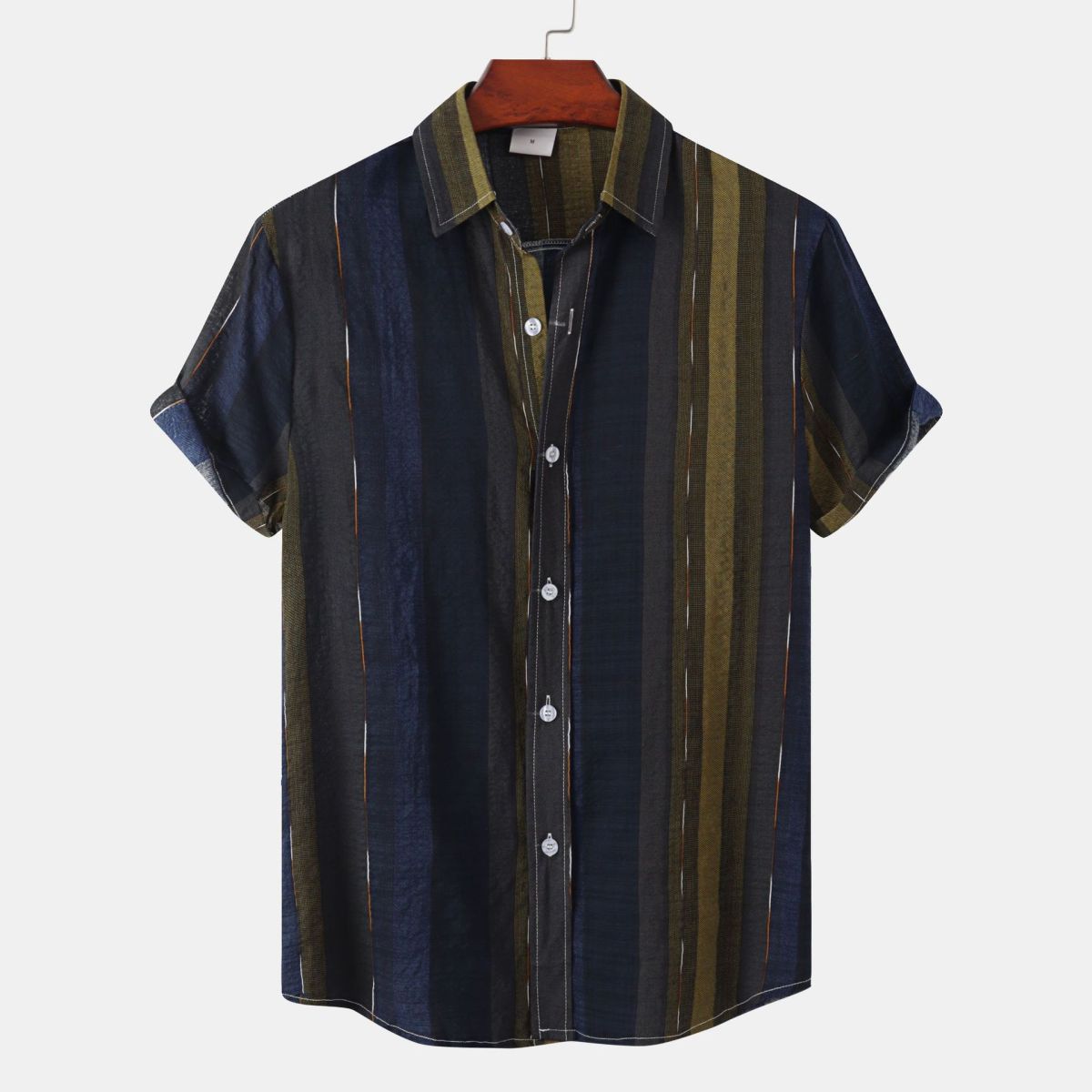 Men Summer Casual Vacation Stripe Print Shirt