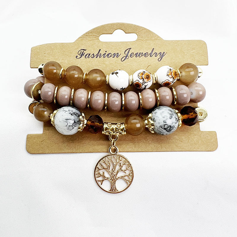 Bohemian Glass Ceramic Life Tree Multi-Layer Bracelet