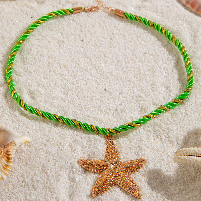 Collar con colgante de estrella de mar de playa con personalidad exagerada