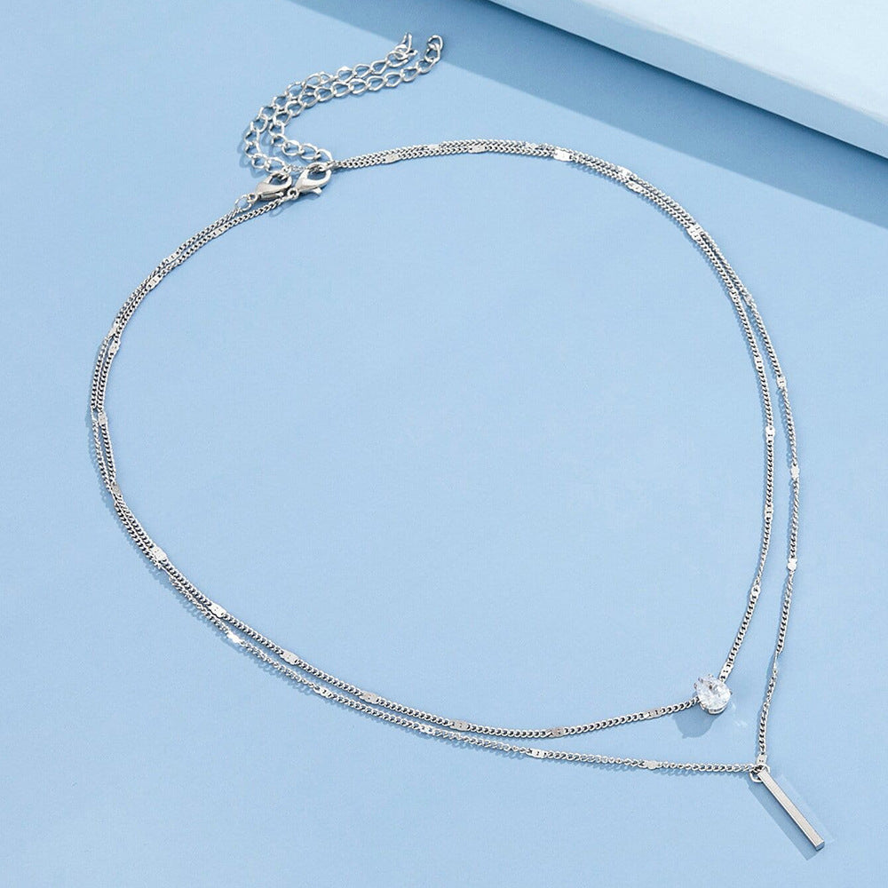 Collar con colgante de borla larga en forma de lágrima, sencillo, de dos piezas, para mujer