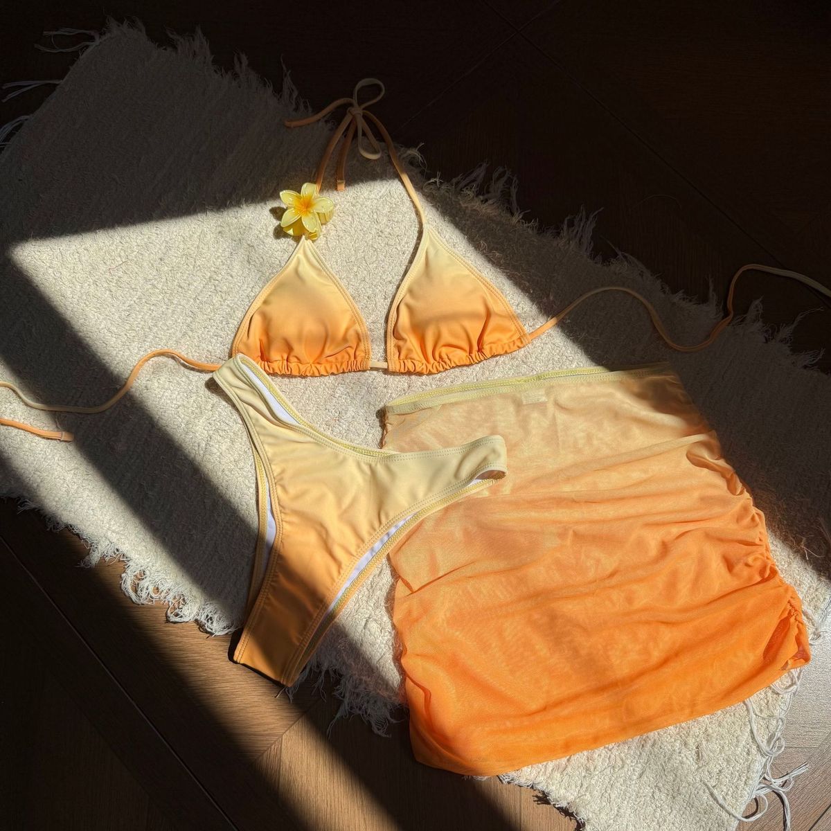 Women Sexy Gradient Bikini Three-Piece Set