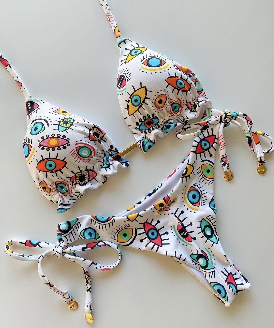Bikini sexy con cuello halter y estampado multicolor para mujer