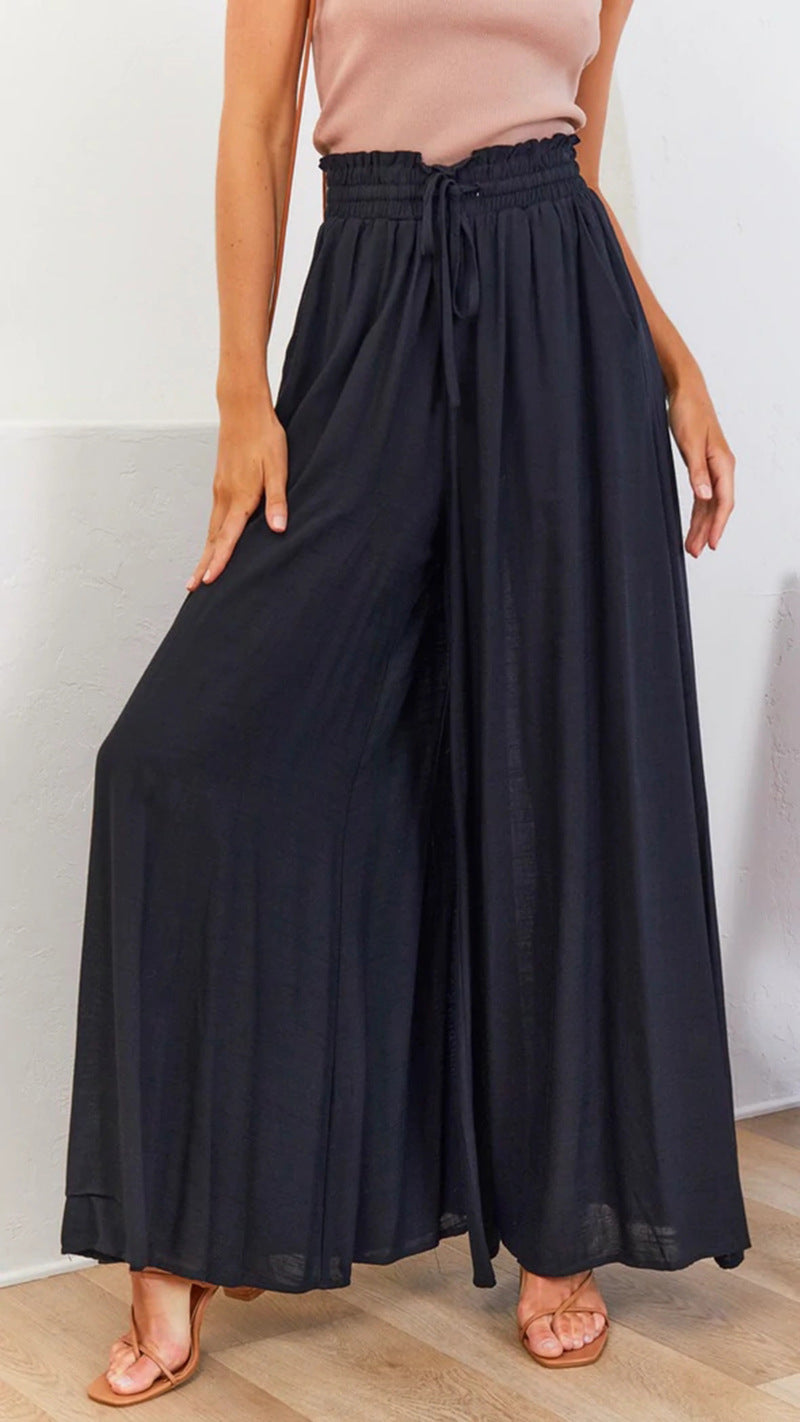 Casual Wide Leg Loose Women's Solid Pants