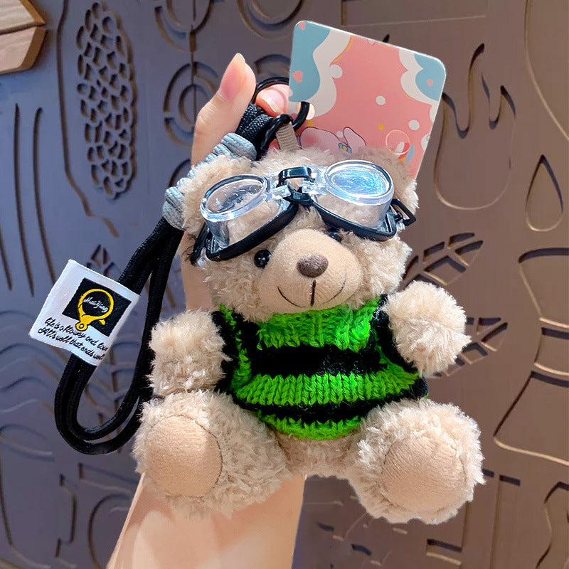 Cartoon Plush Bear Keychain with Colorful Sweater Styles