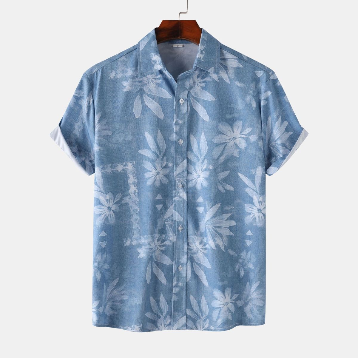 Men Summer Leisure Vacation 3D Flower Print Shirt