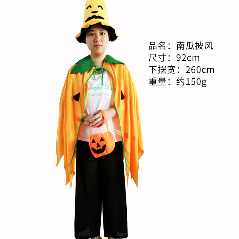 Halloween Children Adult Masquerade Pumpkin Cape Costume