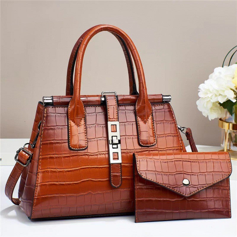 Women Fashionable Bright Leather Large Capacity Handbag