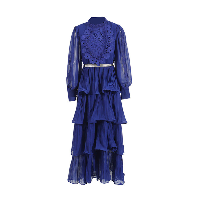 Vestido largo retro elegante de encaje bordado