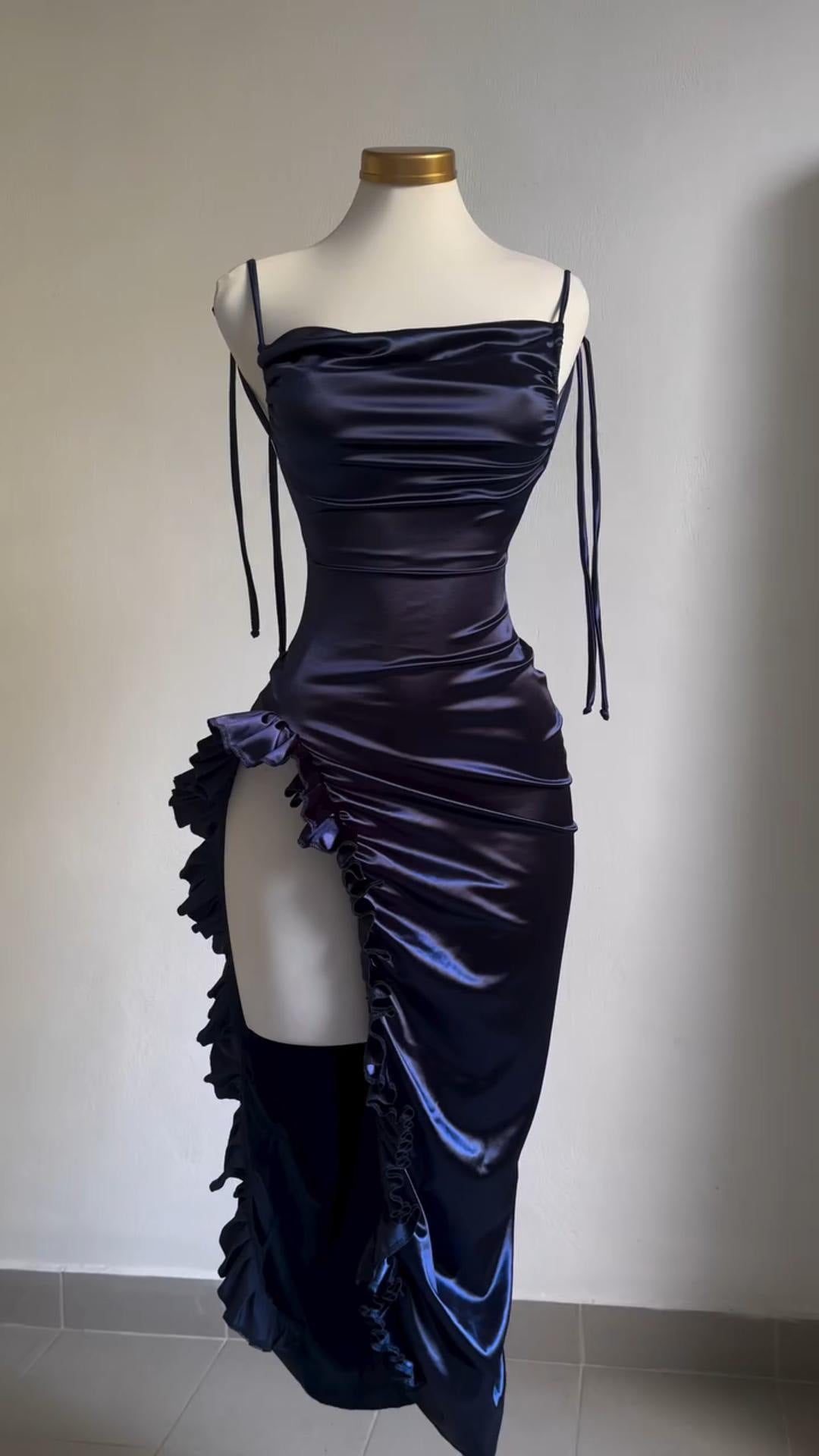 Women Fashion Sexy Western Irregular Solid Dress