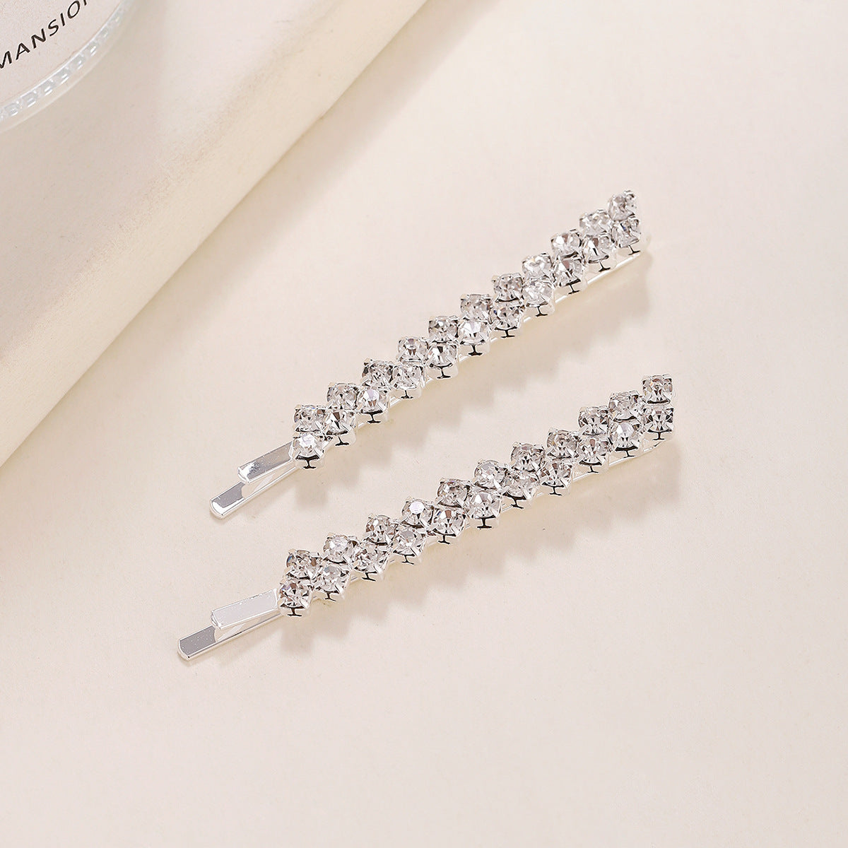 Women Fashion Simple Rhinestone Hairpin 2pieceSet