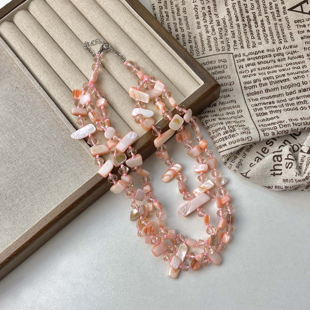 Collar de conchas de tres capas de moda de verano para mujer