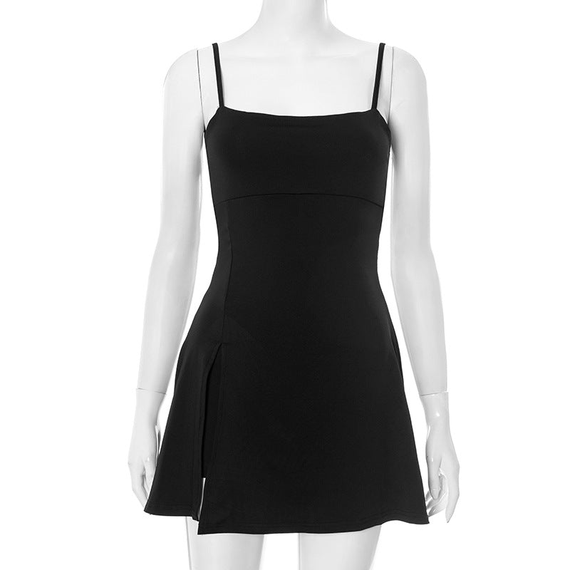 Vestido ajustado con espalda descubierta y tirantes finos de color liso sexy para mujer