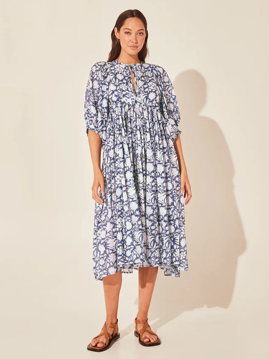 Summer Floral Print Women Loose Casual Boho Dress