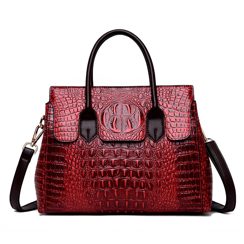 Bolso de mano informal de PU con estampado de cocodrilo para mujer