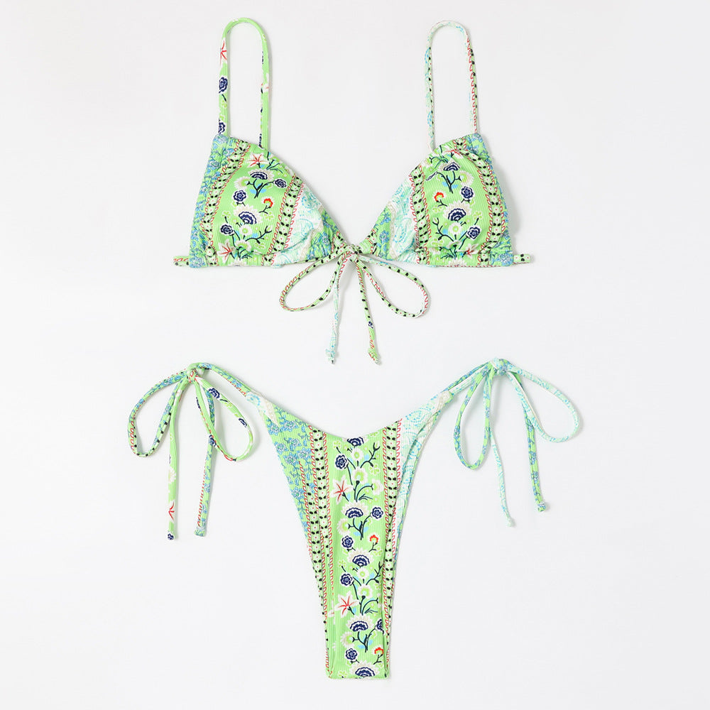 Summer Beach Vacation Women Bikini Tiny Flower Print