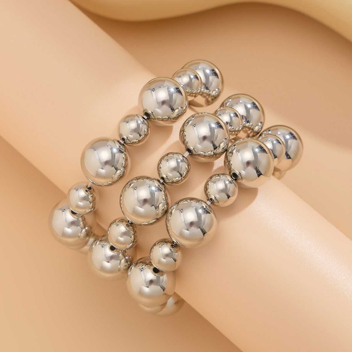 Women Fashion Exaggerated Punk Beaded Bracelet Set