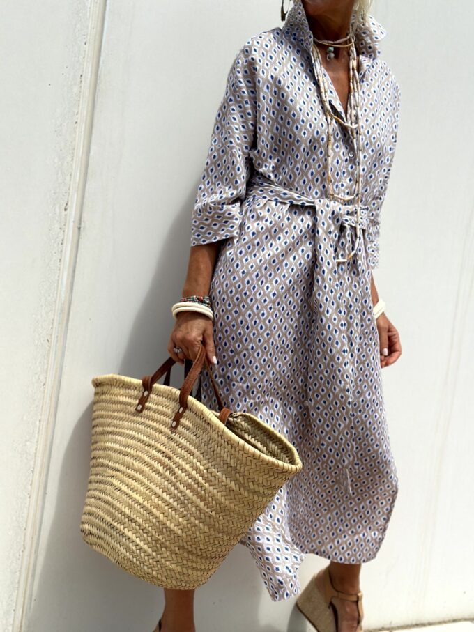 Women Casual Printed Single-Breasted Shirt Dress