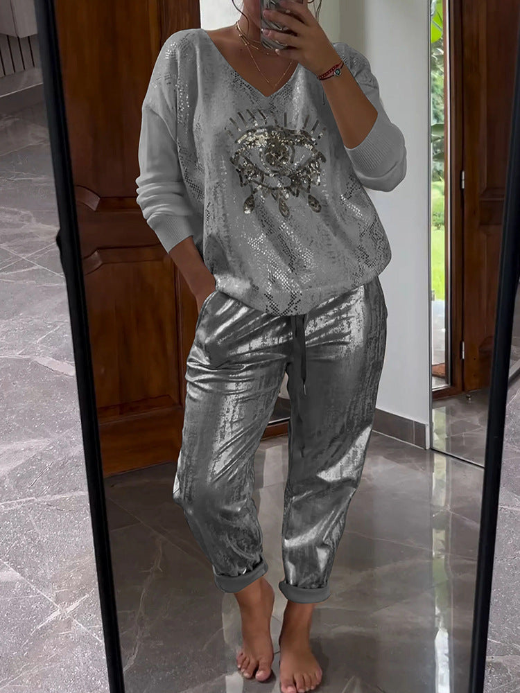 Conjunto de top bronceador con diseño de ojo malvado informal a la moda para mujer