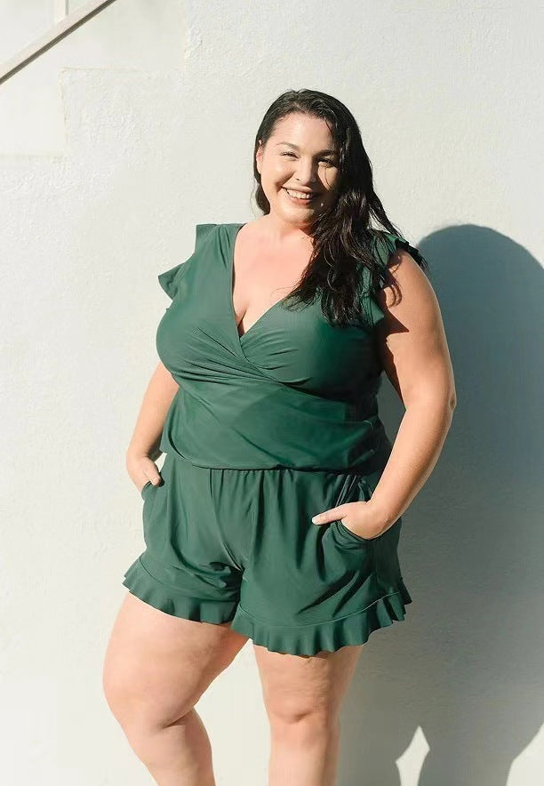 Combinaison sexy grande taille à imprimé, col en V, sans manches, à la mode pour femmes