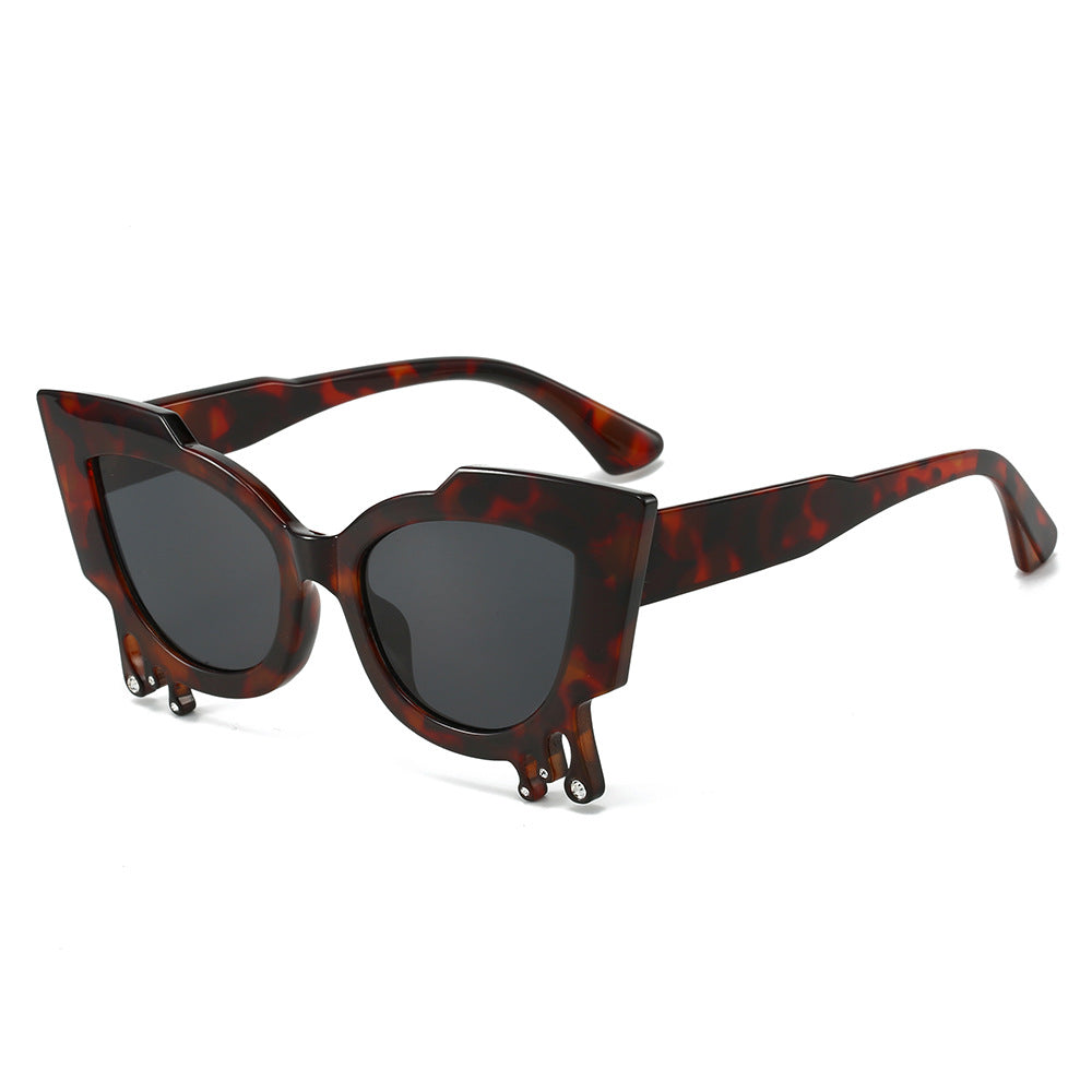 Gafas de sol de Halloween con diseño de ojo de gato y lágrimas de diablo para mujer