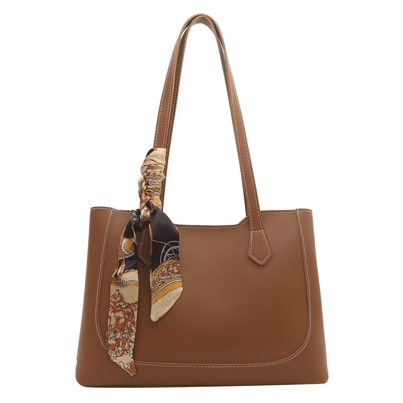 Sac fourre-tout décontracté à ruban de couleur unie pour femme