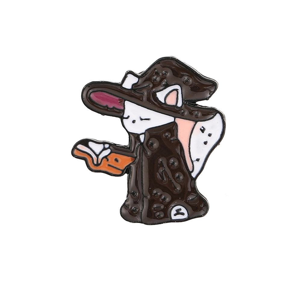 Broche en métal représentant un fantôme squelette de dessin animé d'Halloween