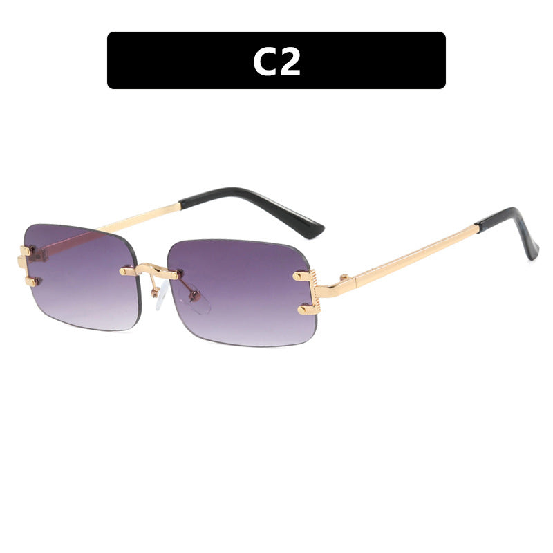 Gafas de sol cuadradas sin montura informales de moda para mujer