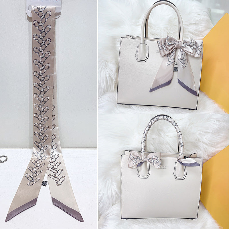 Bufanda con asa para bolso con lazo estampado de moda