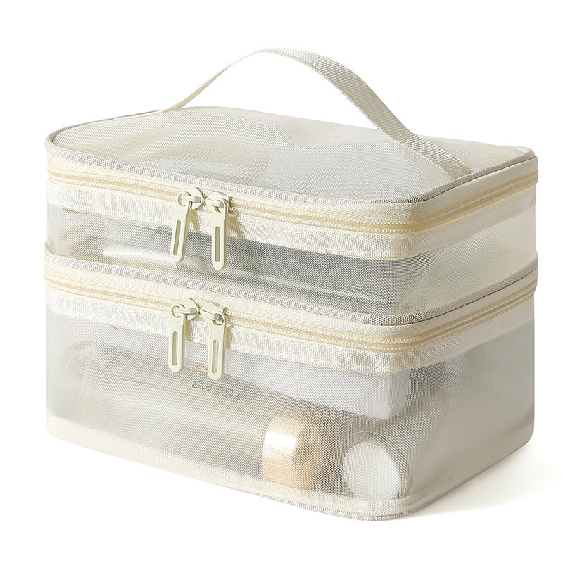 Women Simple Double-Layer Transparent Cosmetic Bag