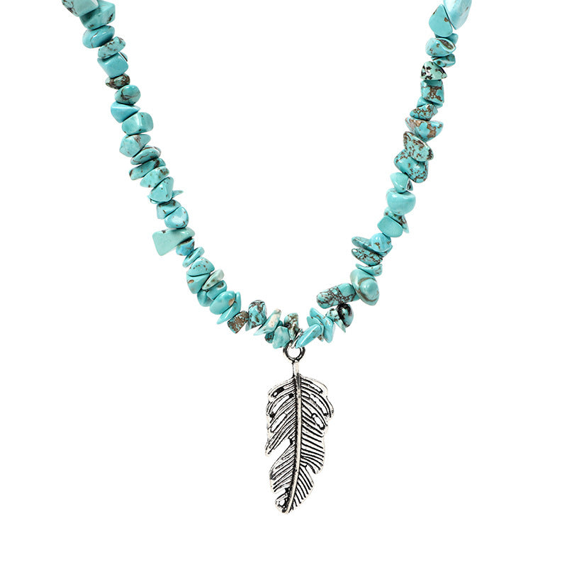 Collar con colgante de grava natural de estilo bohemio