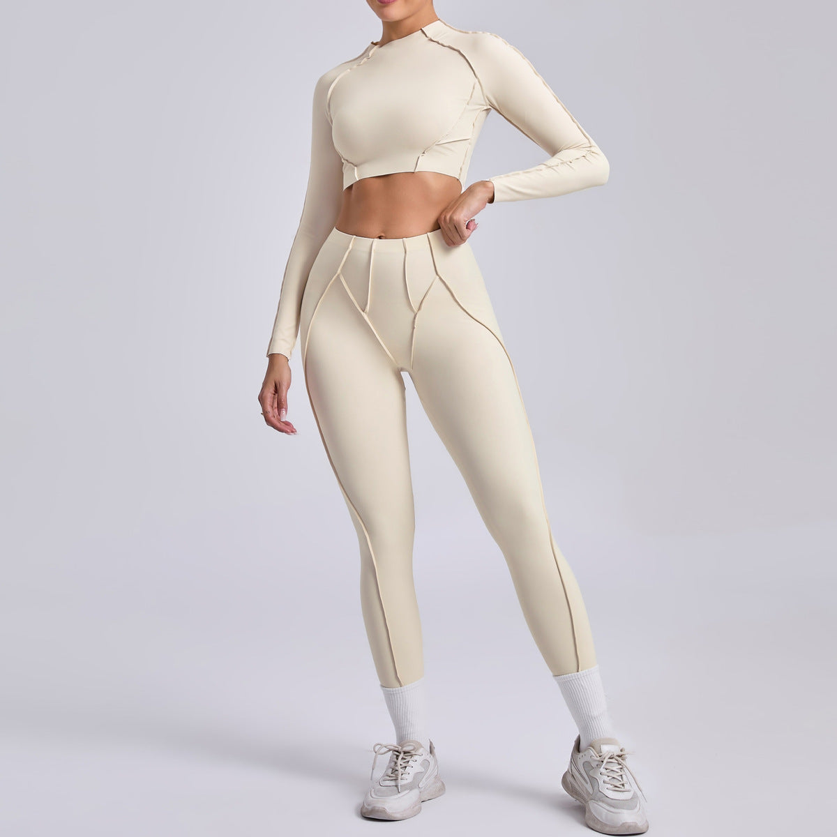 Ensemble haut court et leggings plissés pour le yoga et le sport