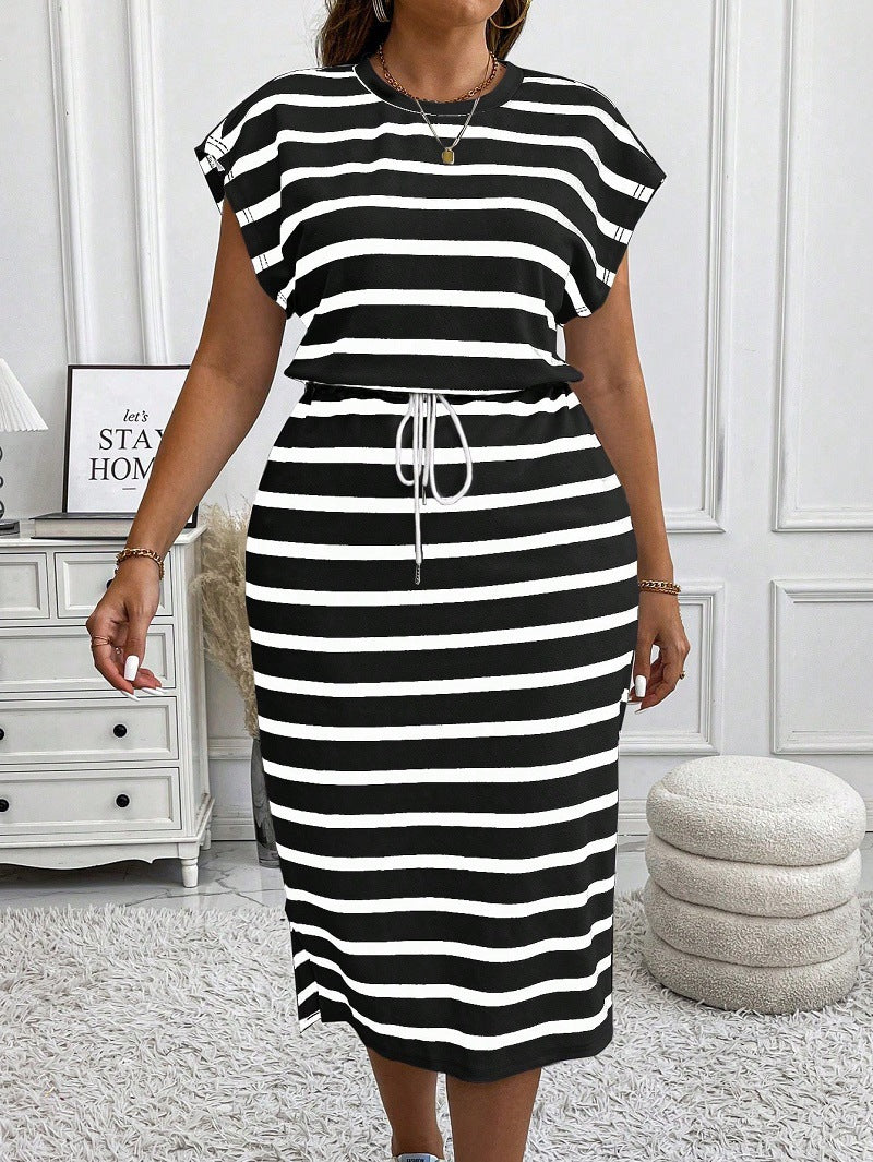 Vestido informal de rayas de talla grande para mujer