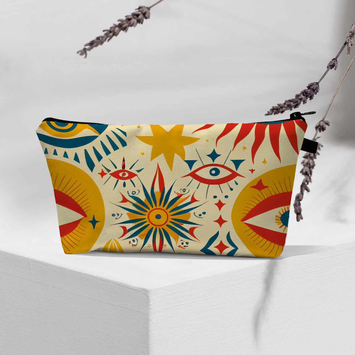 Bolsa de cosméticos portátil con diseño de mal de ojo para mujer