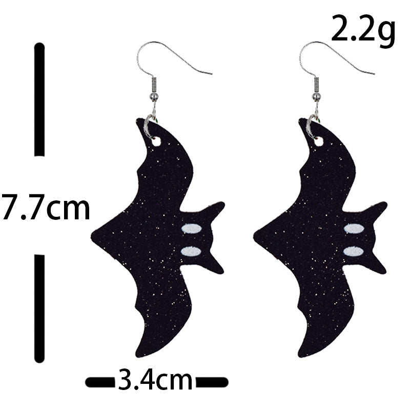Halloween Women Funny Pumpkin Ghost Leather Earrings
