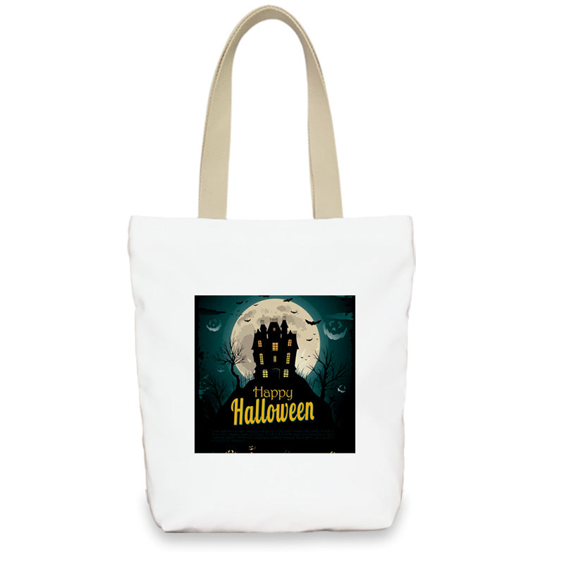 Bolso de lona con diseño de calabaza de Halloween para mujer