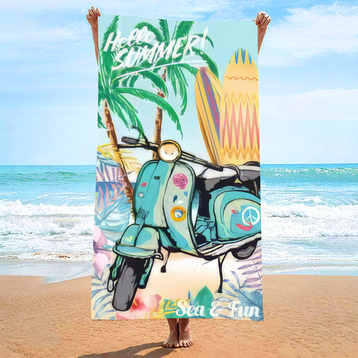 Toalla de playa de secado rápido con estampado informal de moda
