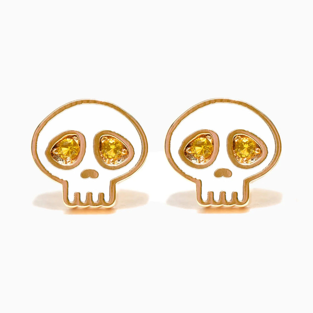 Halloween Black Cat Pumpkin Skull Stud Earrings