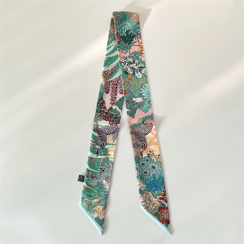 Fashion Printed Ribbon Tie Bag Handle Scarf
