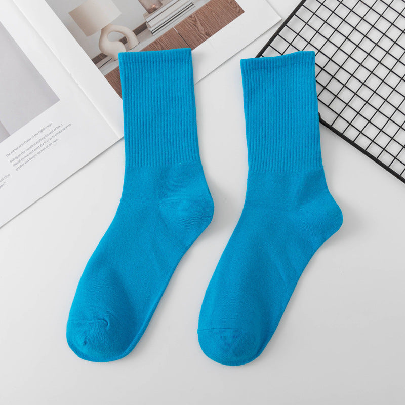 Calcetines de algodón hasta la rodilla de color liso para mujer